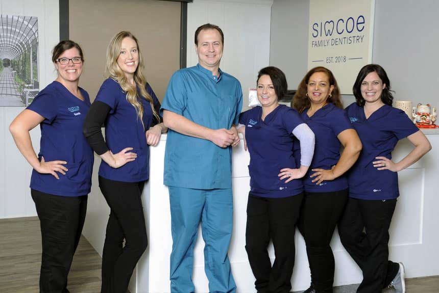 Group photo of Simcoe Family Dentistry team