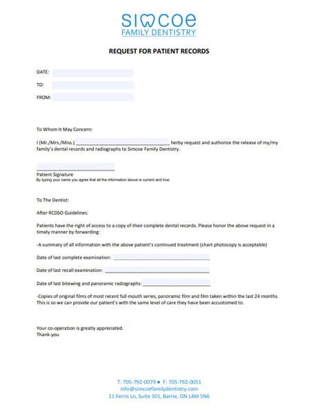 Request for records form